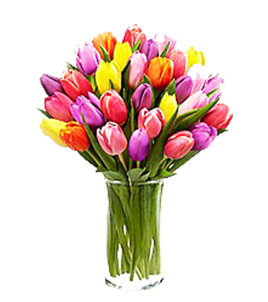 Florero de 40 Tulipanes Primaverales